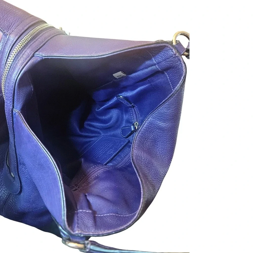 COACH Edie Pebbled Leather Shoulder Bag - Plum Purple